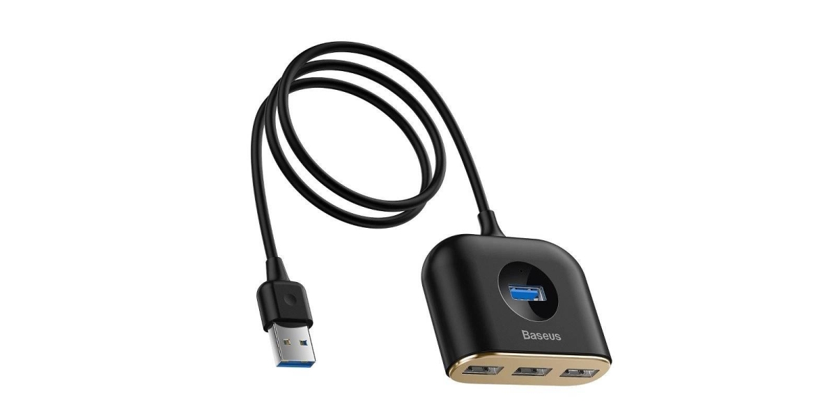 HUB extern Baseus Square CAHUB-AY01, conectare prin USB 3.0, lungime 1 m, negru 