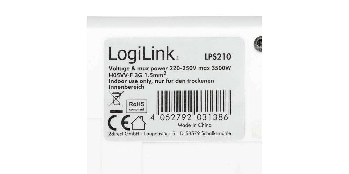 Prelungitor Logilink Schuko x 3 LPS210, 5 m, alb 550779