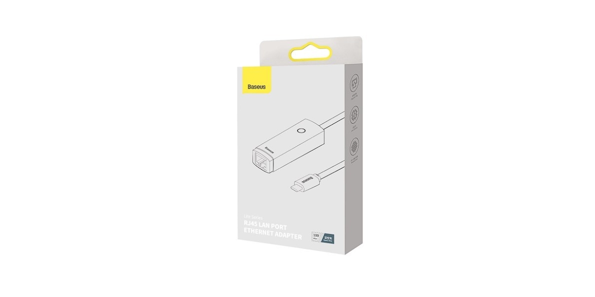 Adaptor retea Baseus Lite, WKQX000313, USB Type-C to RJ-45, Gigabit LAN,...