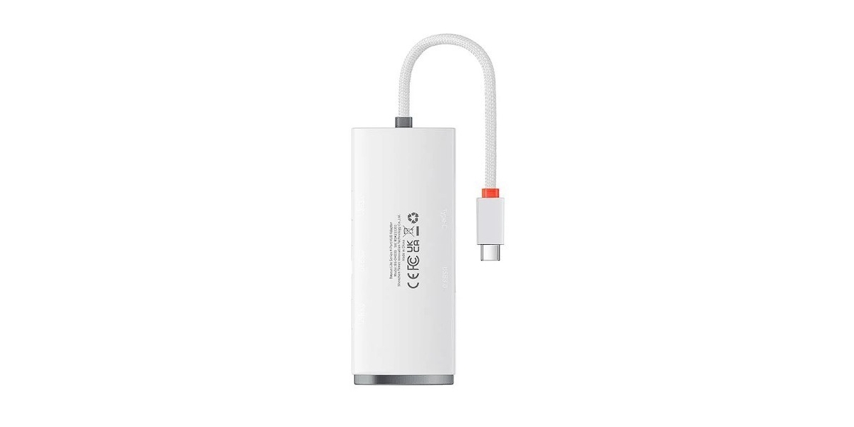 HUB extern Baseus Lite WKQX030402, conectare prin USB Type-C, lungime 1m, alb 