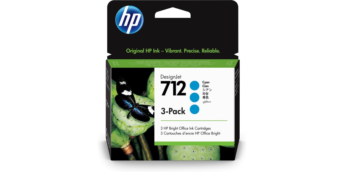 Tri-Pack Original HP Cyan, nr.712, pentru DesignJet Studio 24|Studio...