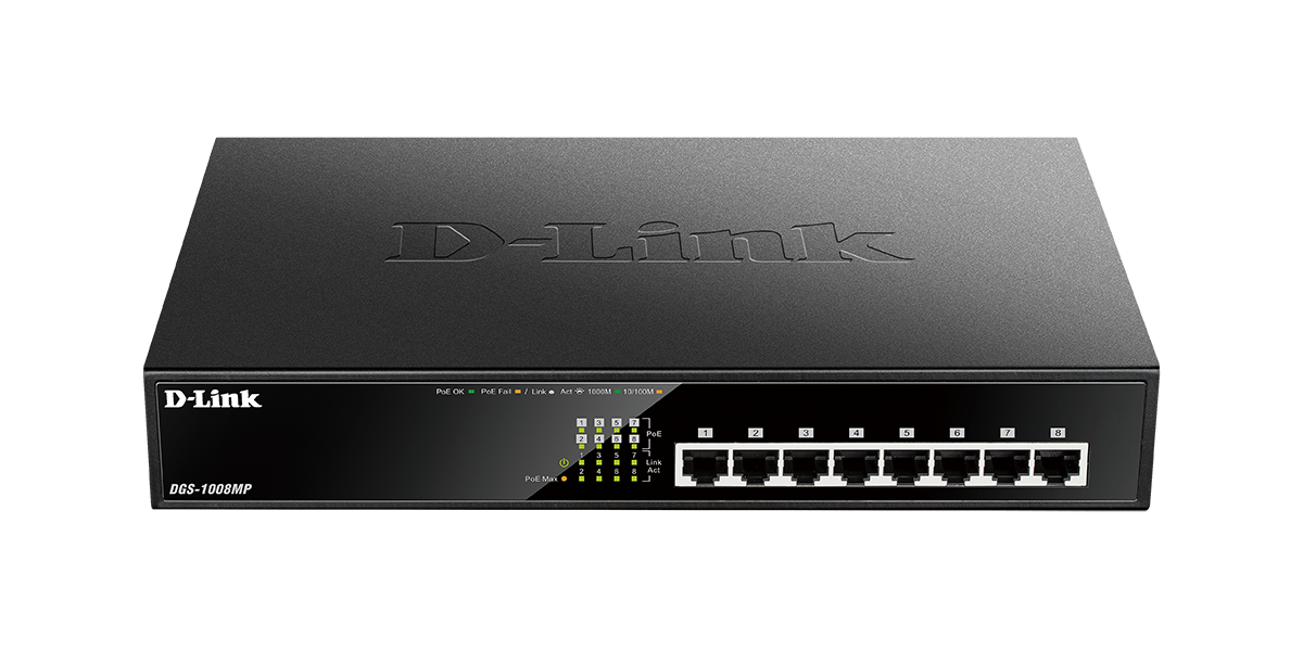 Switch D-Link DGS-1008MP, 8 port, 10/100/1000 Mbps 