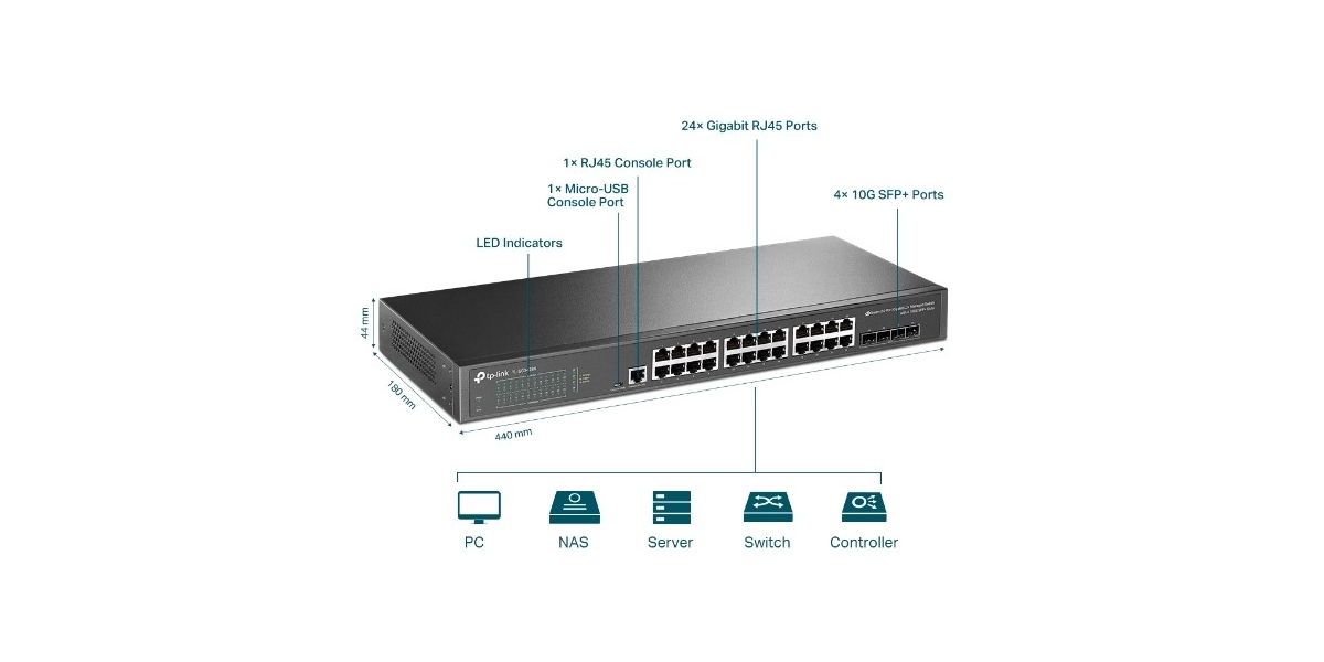 Switch TP-Link TL-SG3428X, cu management L2, 24 x Gigabit, 4 x SFP+ Gigabit...