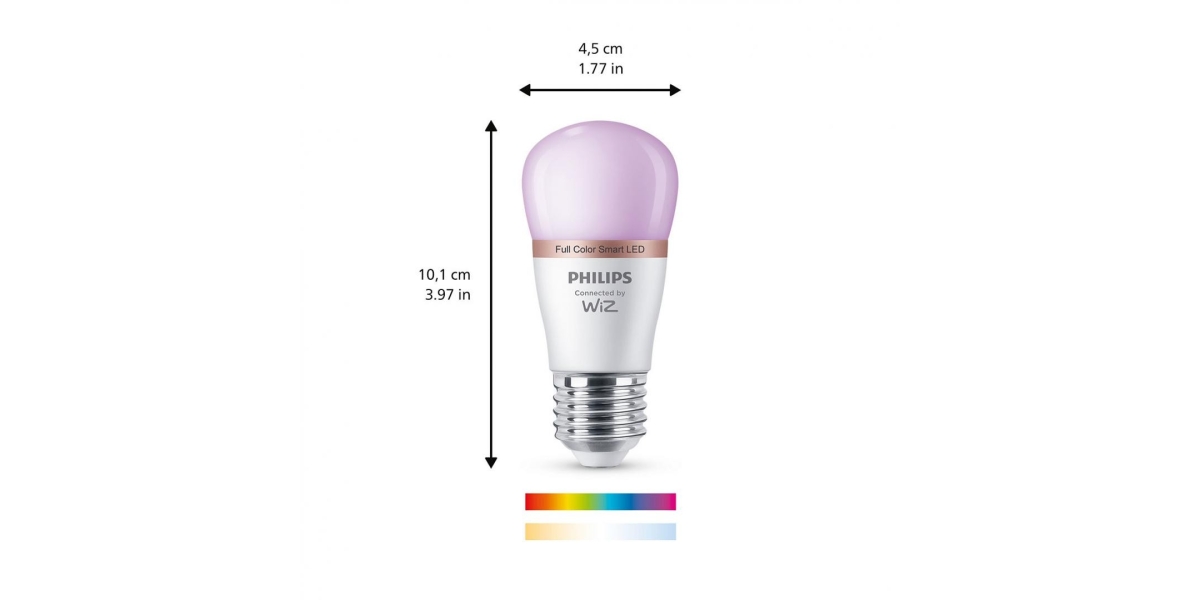 Smart RGB LED bulb Philips Bulb, Wi-Fi, Bluetooth, P45, E27, 4.9W (40W), 470...