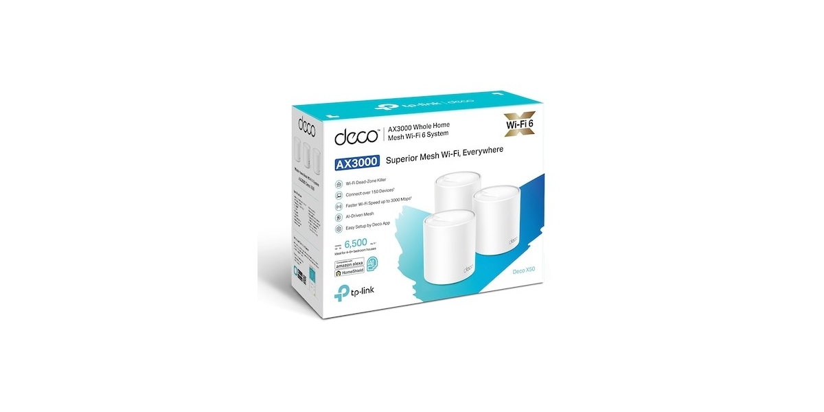 Deco X50 (2-pack) TP-Link - Sistem Mesh Wi-Fi, AX3000, Dual Band, alb 595555