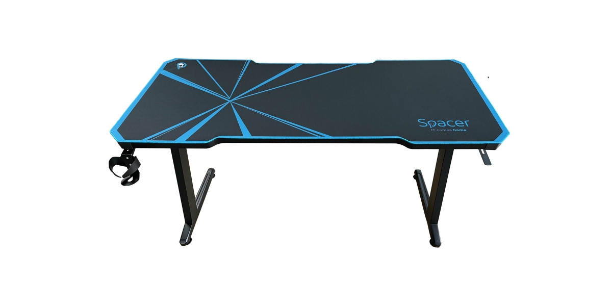 Birou gaming Spacer cu Mousepad Integral, Iluminare RGB (SPGD-RGB-140-02) 