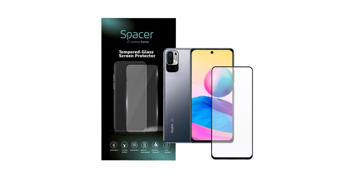 Folie sticla Spacer pentru Xiaomi Redmi Note 10 5G, Tempered Glass, sticla...