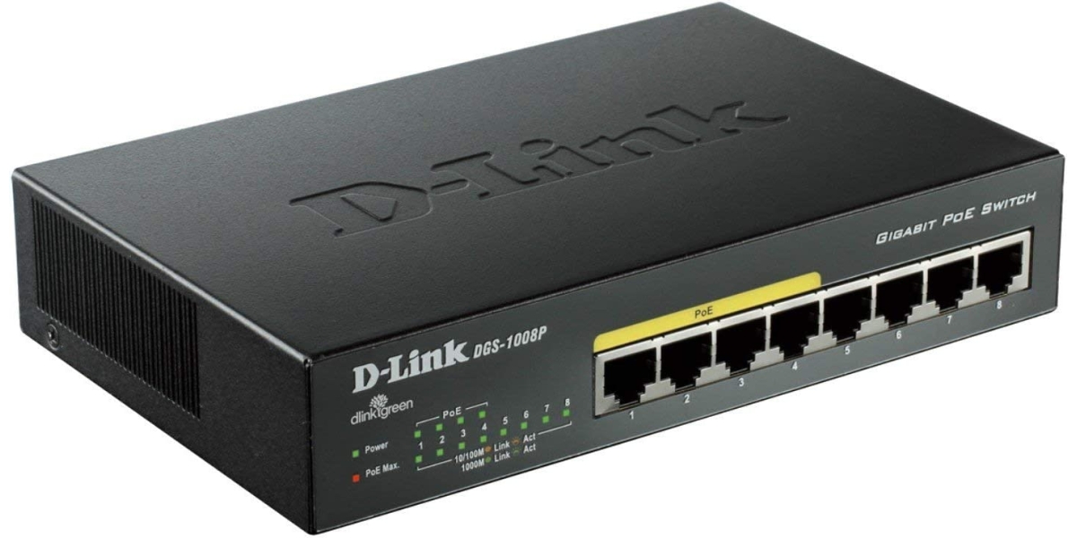 Switch D-Link DGS-1008P, 8 port, 10/100/1000 Mbps 