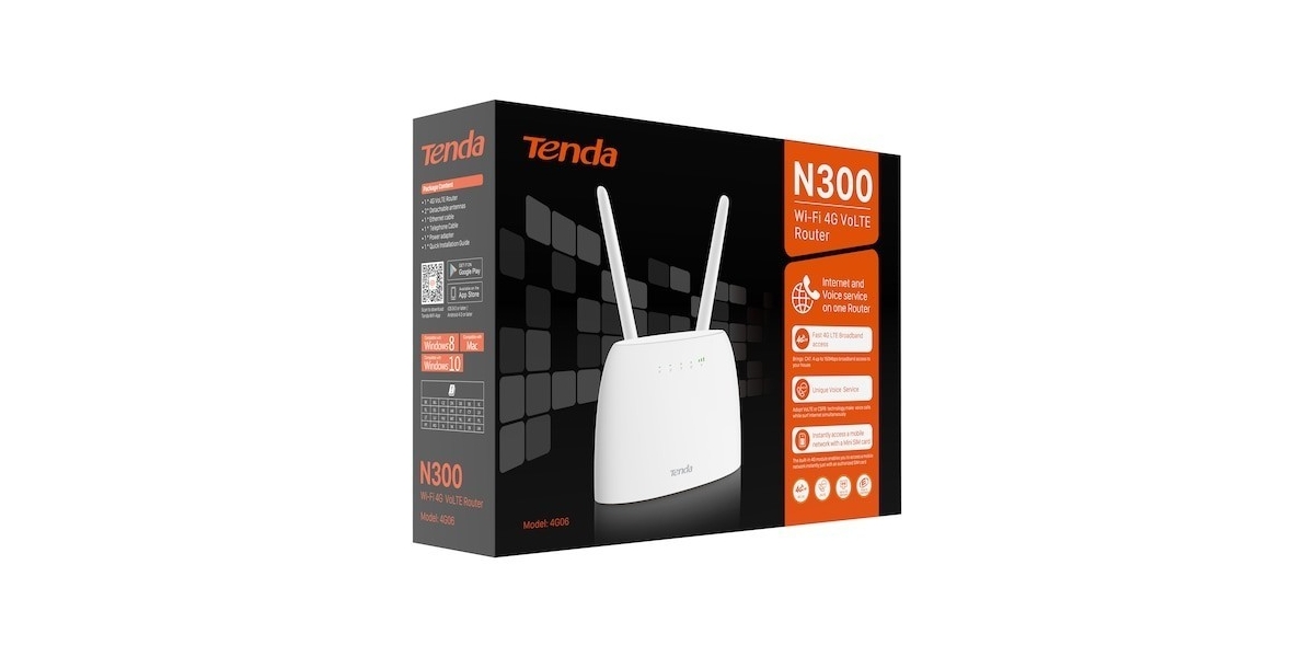 Router wireless Tenda 4G06 N300 2.4Ghz, 4G LTE, N300, Single-Band 630189