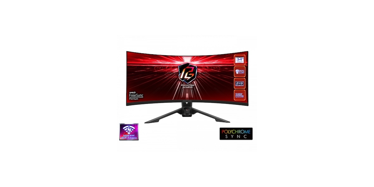 Monitor Gaming ASRock PG34WQ15R3A, 34", Curved, 1ms, Negru 638580