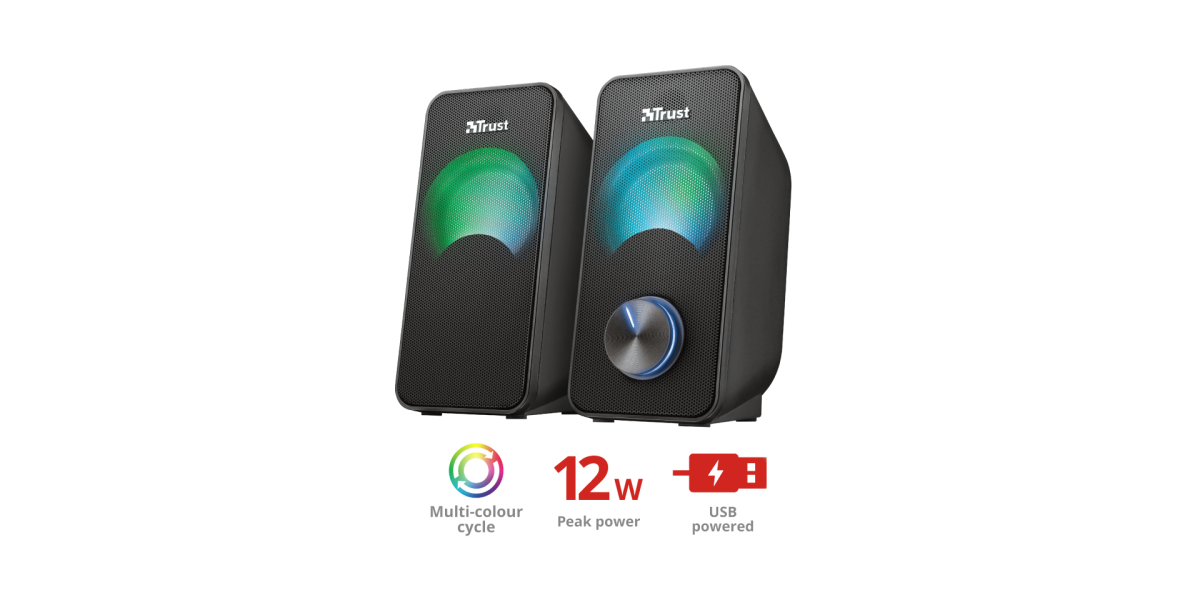 Boxe PC Trust Arys RGB Compact 2.0 Speaker Set, negru 23120 