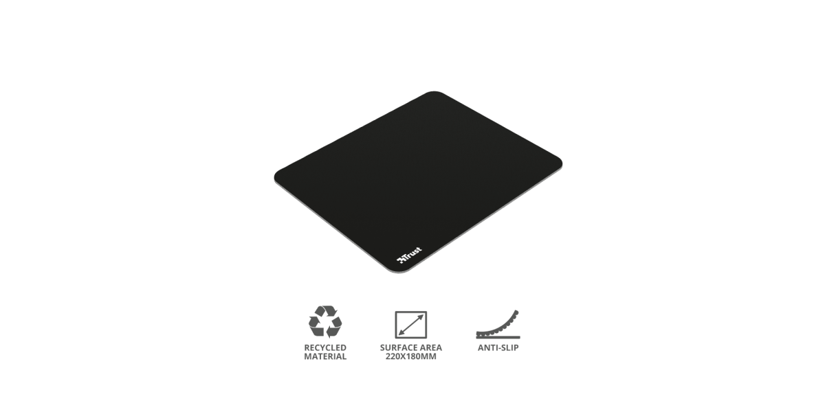 Mouse PAD Trust 180 x 220 mm, Cauciuc + Bumbac, Negru (21051) 693230