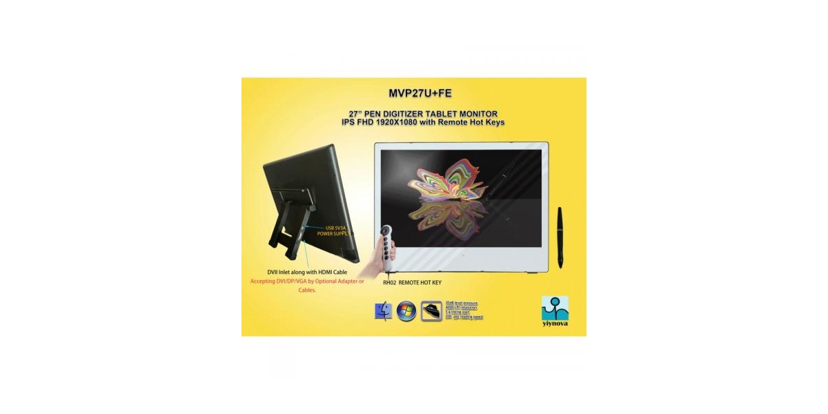 Monitor interactiv Yiynova MVP27U+FE, 27", LED, Full HD, Negru 693407