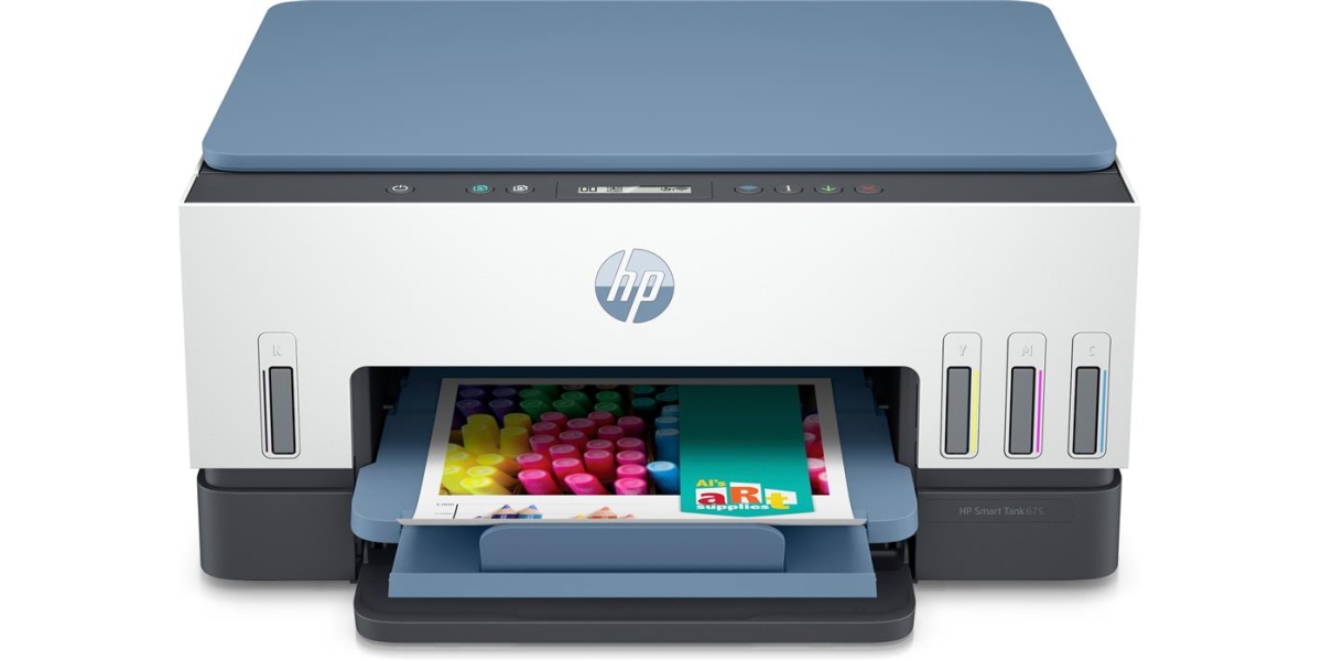 Multifunctional Inkjet CISS Color HP Smart Tank 675, A4, Duplex, Albastru...