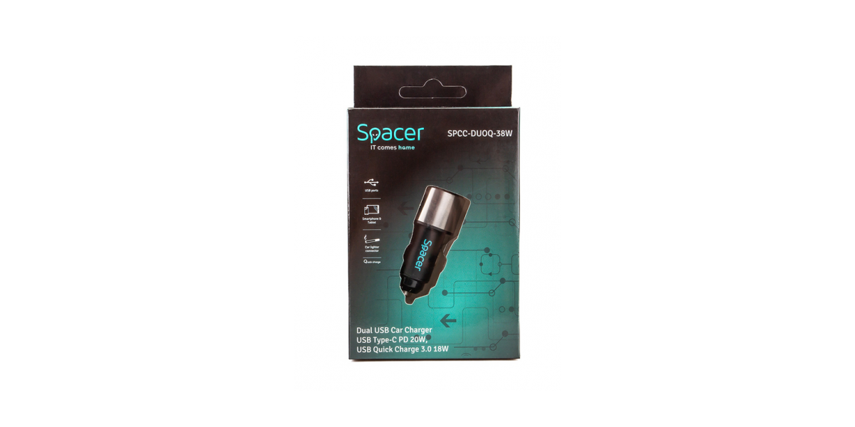 Alimentator auto Spacer SPCC-DUOQ-38W, Quick Charge, negru 753591