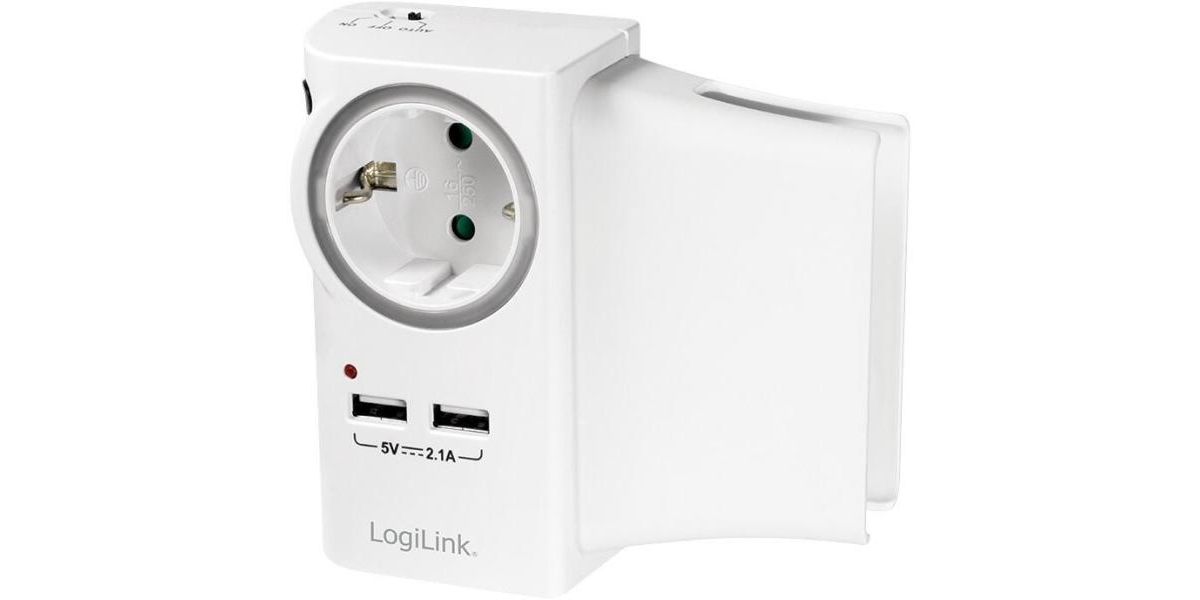 Priza Logilink PA0165, Schuko x 1, conectare Schuko (T), USB x 2, 16 A,...