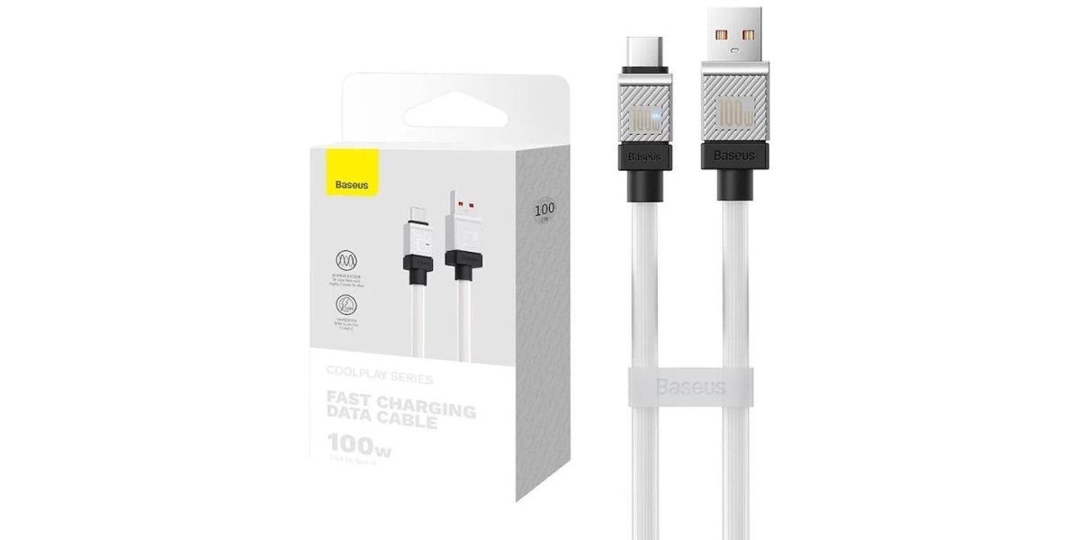 Cablu alimentare si date Baseus CAKW000602, USB la USB Type-C, 100W, 1m, alb...