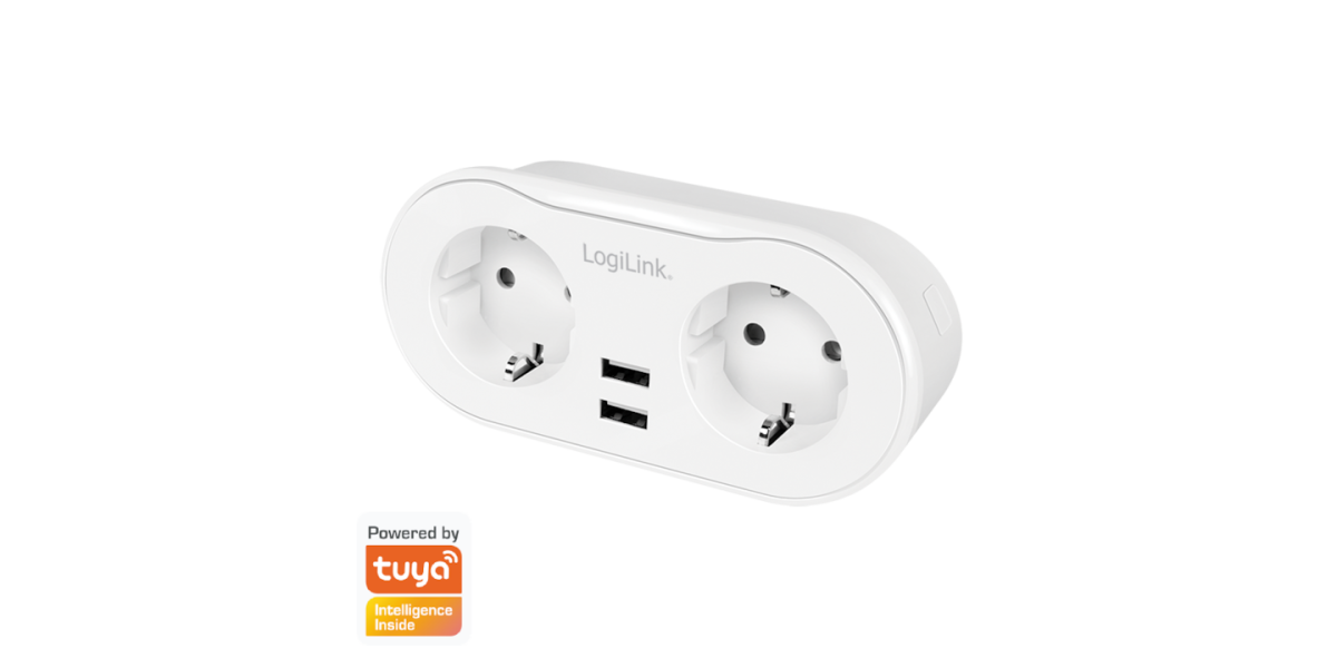 Priza Inteligenta LogiLink SH0102, Schuko x 2, USB x 2, IP20, alb 757484