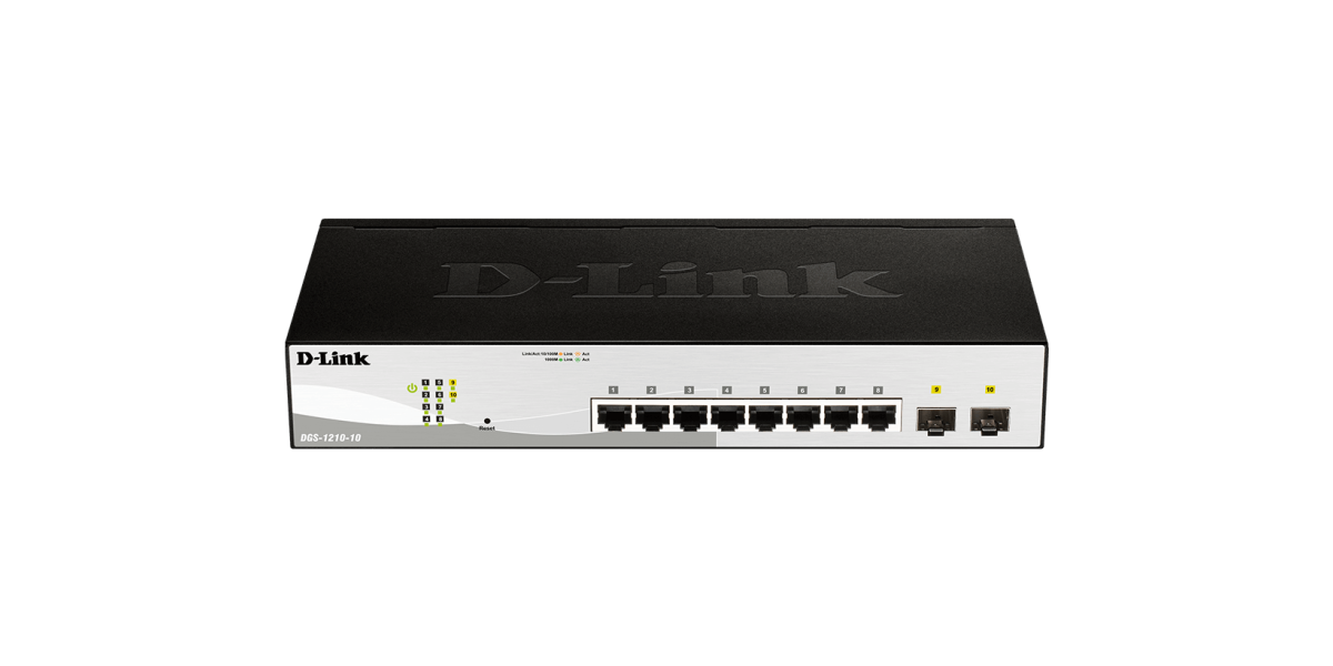 Switch D-Link DGS-1210-10, 8 porturi Gigabit Smart Managed, 20Gbps 