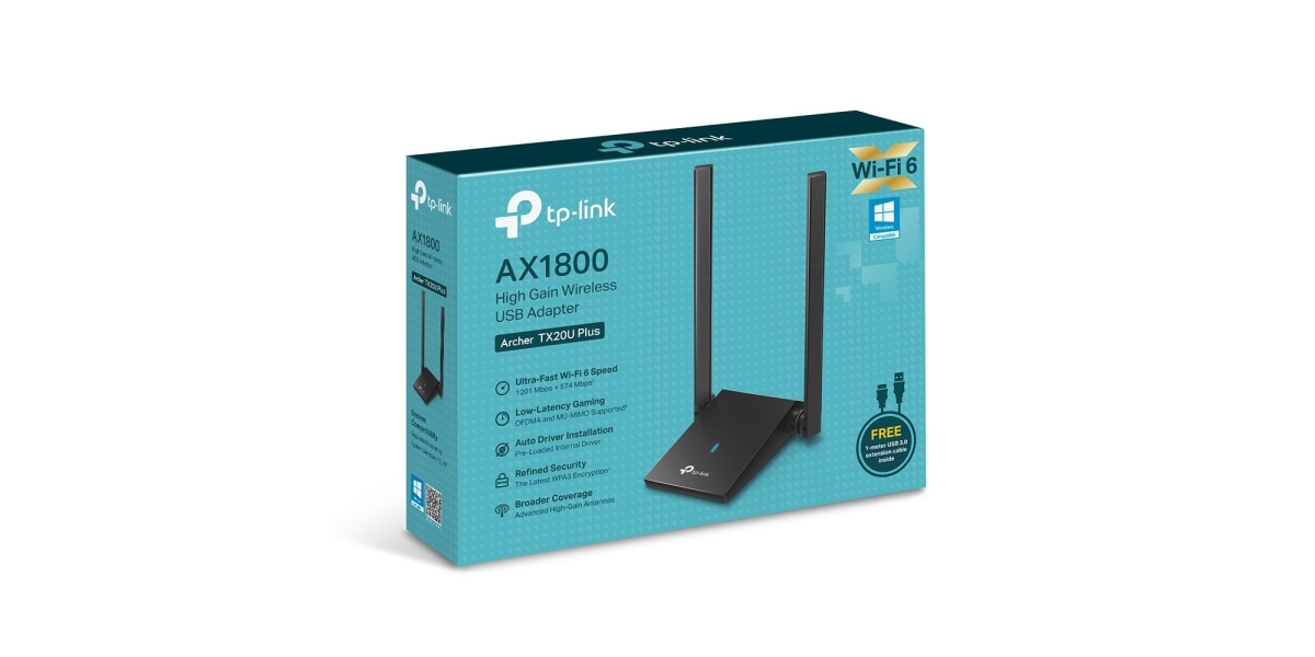 Adaptor retea wireless TP-Link Archer TX20U Plus, AX1800, 2.4 GHz, 5 GHz, USB...