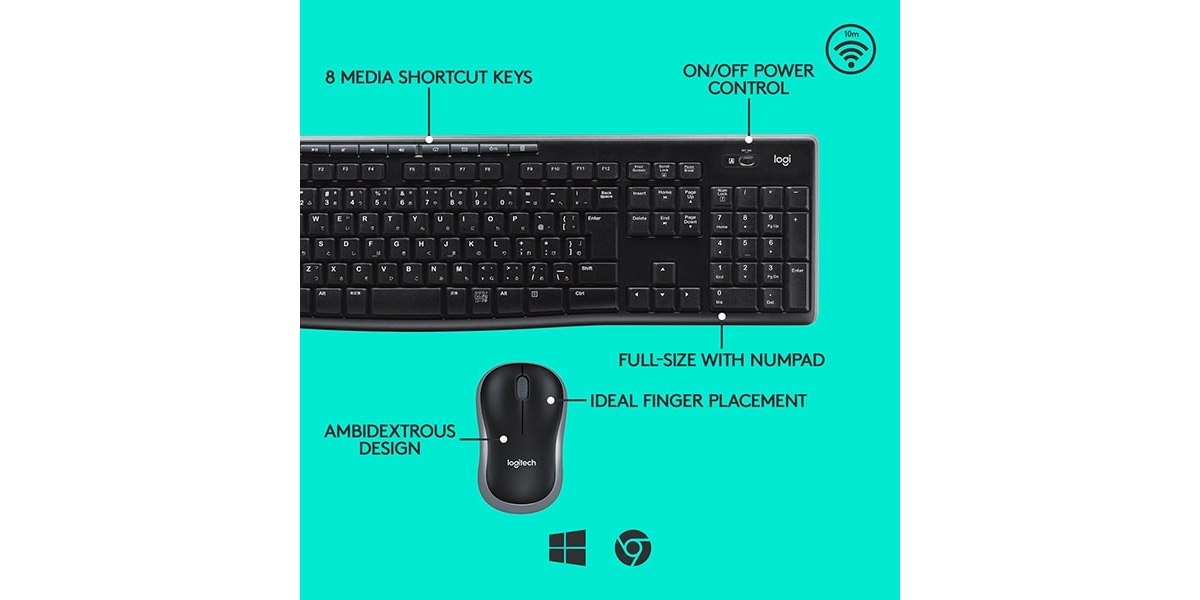 KIT wireless LOGITECH MK270, tastatura wireless multimedia + mouse wireless 3...