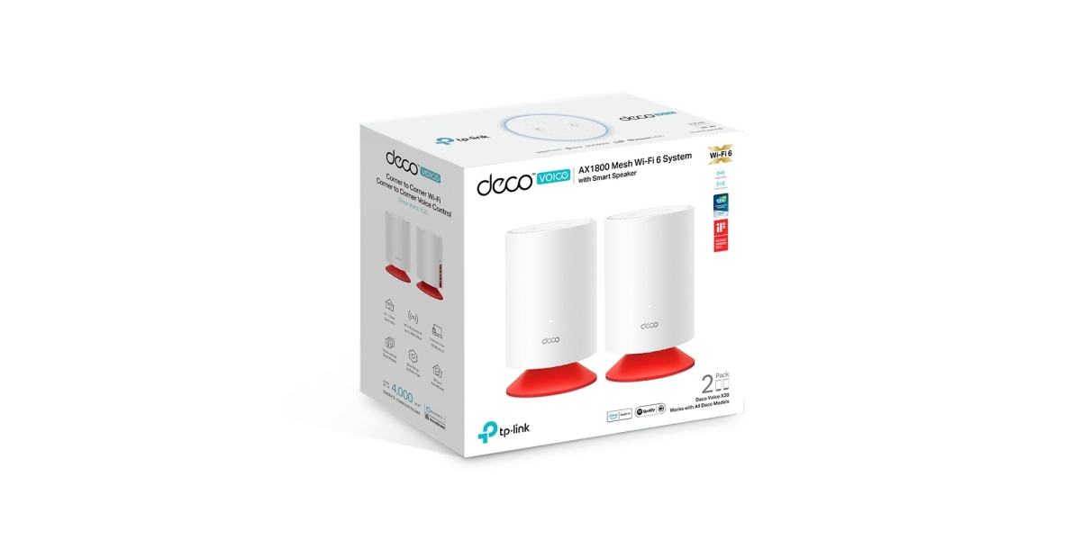 Mesh TP-Link Deco Voice X20(2-pack) wireless, AX1800, interior, difuzor...