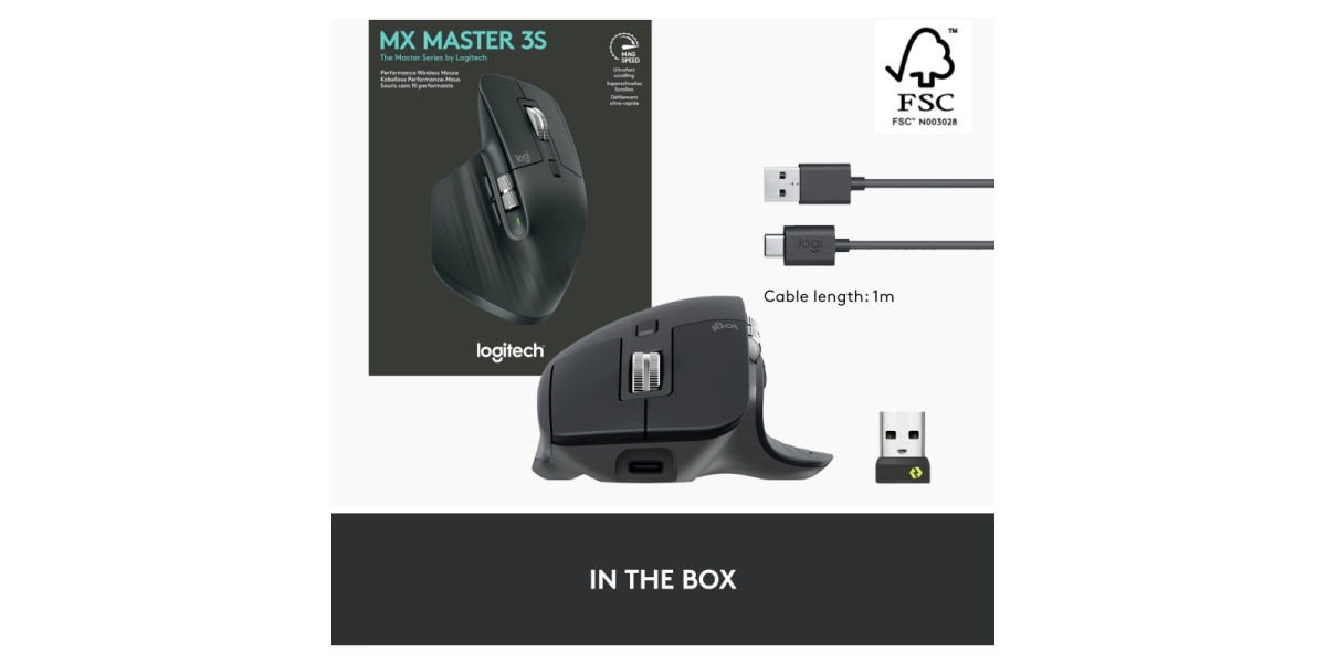 Mouse wireless Logitech MX Master 3S Performance, Grafit, EMEA 766447