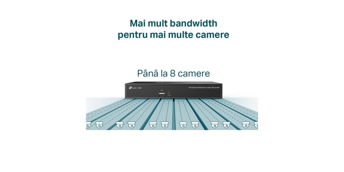 NVR TP-Link VIGI NVR1008H, 8 canale, max 10 TB, HDMI, VGA, RJ45, 2 x USB 2.0...