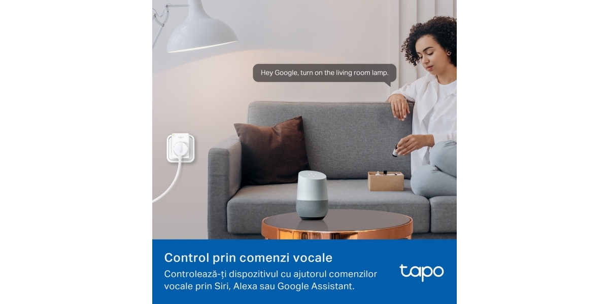 Priza inteligenta TP-Link Tapo P100M, matter, Schuko x 1, conectare Schuko...