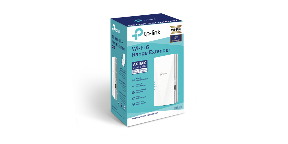 Range Extender TP-Link RE500X wireless AX1500, 1500Mbps, 1 x Gigabit, dual...