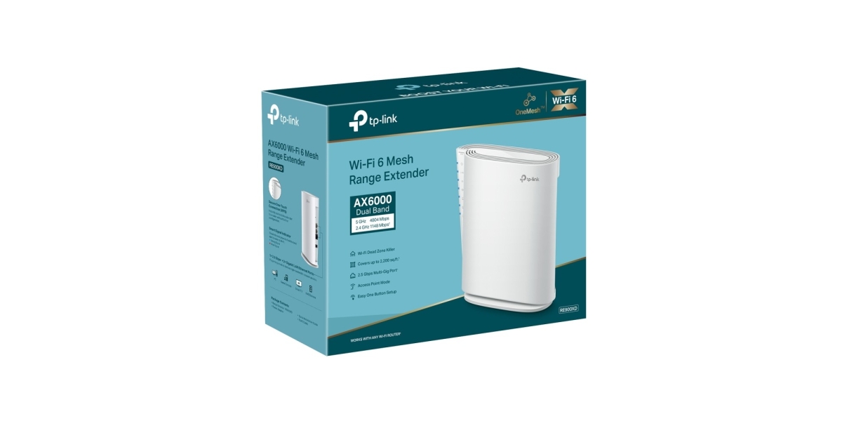 Range extender TP-Link RE900XD wireless, 6000Mbps, 1 x 2.5 Gigabit, 2 x...