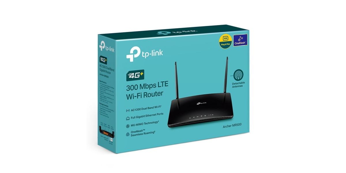 Router TP-Link Archer MR500 wireless, 4G LTE, 1200Mbps, 3 x gigabit, 1 x WAN,...