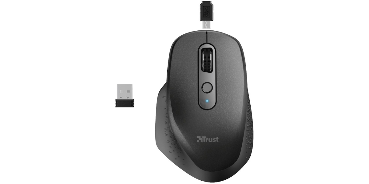 Mouse Wireless Trust Ozaa reincarcabil, ergonomic, negru 23812 768144