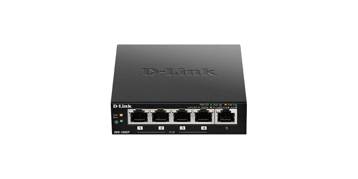 D-Link Switch 5 porturi Gigabit DGS-1005P, 4 porturi POE, carcasa metal...