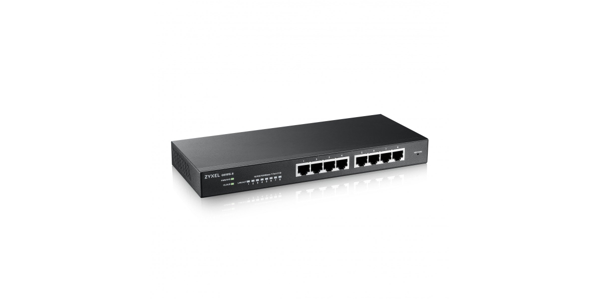 Switch cu management Zyxel GS1915-8, Porturi Gigabit x 8, Fanless, Negru 