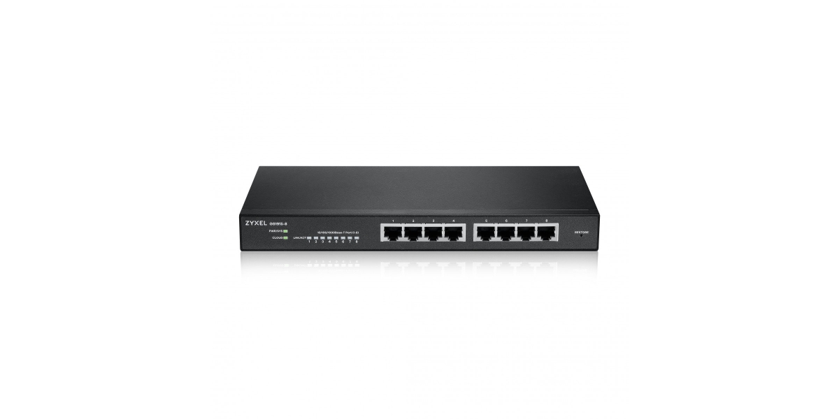 Switch cu management Zyxel GS1915-8, Porturi Gigabit x 8, Fanless, Negru...