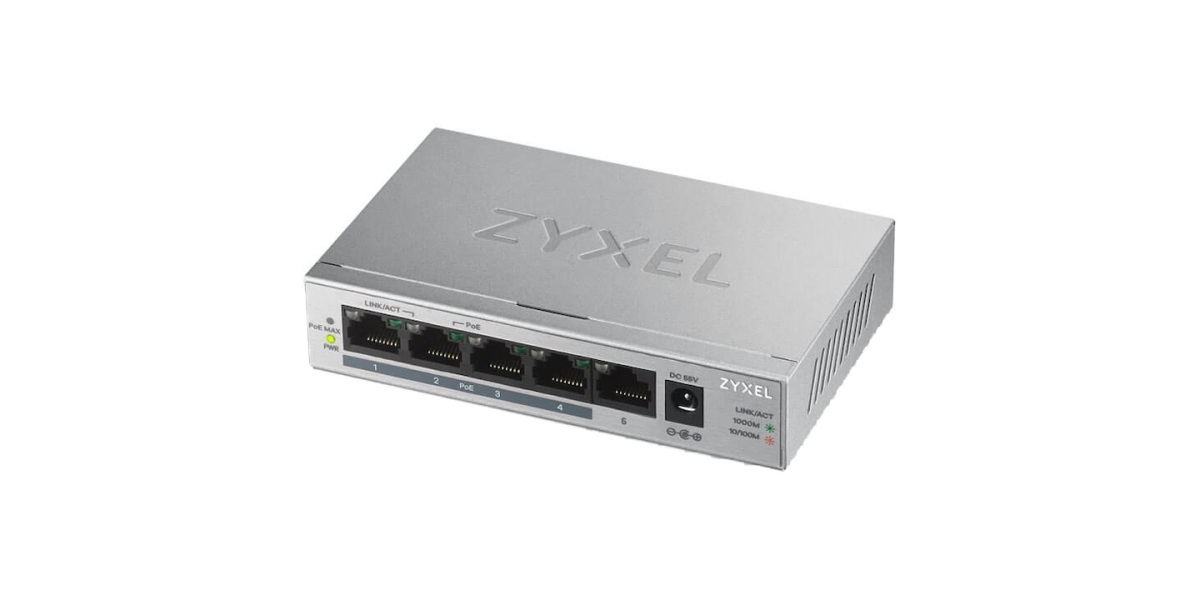 Switch PoE Zyxel GS1005-HP, port Gigabit x 5, nerackabil, carcasa metalica 