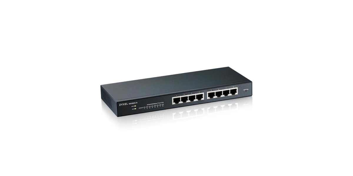 Switch Zyxel GS1900-8-EU0102F, 8 porturi Gigabit L2, 10/100/1000 Mbps, Negru...