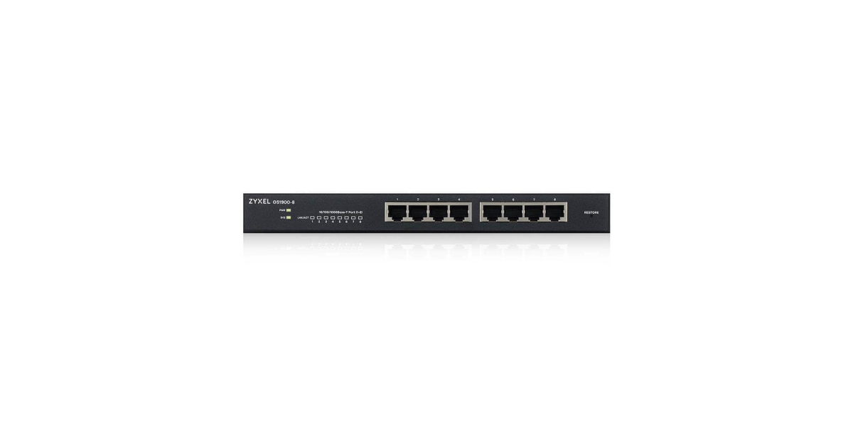 Switch Zyxel GS1900-8-EU0102F, 8 porturi Gigabit L2, 10/100/1000 Mbps, Negru...