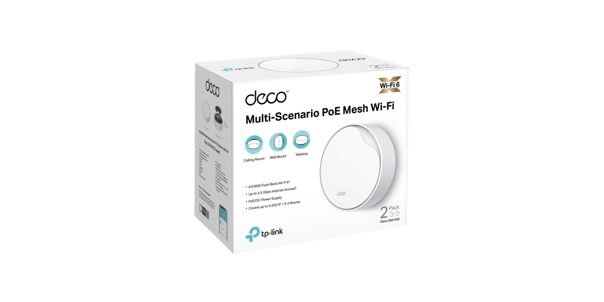 Wireless Mesh Gigabit TP-LINK Deco X50-PoE AX3000, WI-Fi 6, Dual Band 574 +...