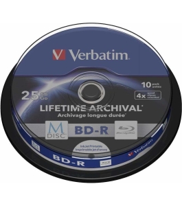 Bd-r verbatim 25gb, viteza 4x, 10 buc, spindle, printabil, "mdisc lifetime...