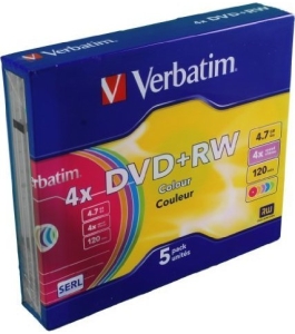 Dvd+rw verbatim 4.7gb, 120min, viteza 1-4x, set 5 buc, single layer,...