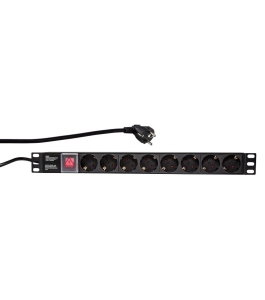 Pdu logilink 1u 8 prize schuko 19 inch, intrare schuko, max 16a, on/off, 2m...