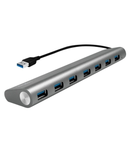 Hub extern logilink ua0308 cu 7 porturi usb 3.0, argintiu, cablu 0.1 m...