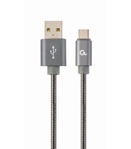 Cablu premium gembird usb 2.0 (t) la usb 2.0 type-c (t), 1m, gri metalic cu...