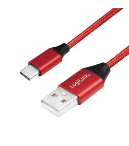 Cablu alimentare si date logilink premium, usb 2.0 la usb type-c, 1m, rosu...