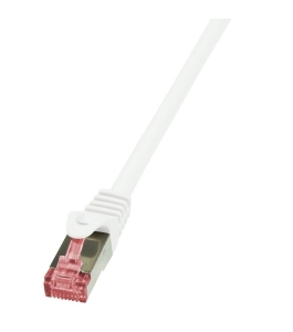 Cablu de retea s/ftp logilink cat6, lszh, cupru, 3 m, alb, awg27, dublu...