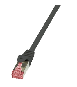 Cablu patch cord s/ftp logilink cat6, lszh, 2m, negru, awg27, dublu ecranat -...