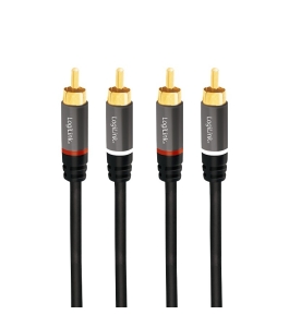 Cablu audio stereo logilink ca1204 – rca t/t, 2m, conectori aurii, negru...