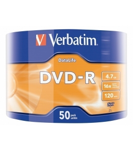 Dvd-r verbatim 4.7gb, 120min, viteza 16x, 50 buc, single layer, shrink wrap,...